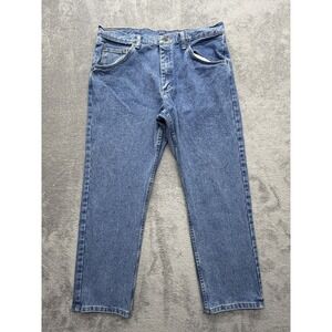 Wrangler Jeans Mens Measured 36x28 Medium Wash Blue Regular Straight Denim Pants